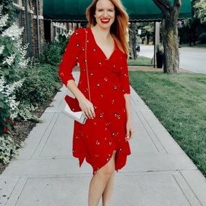 Intermix Josie Silk Floral Asymmetrical Hem dress